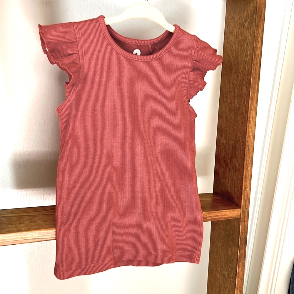 Cotton On Girls Ruffle Sleeve Ribbed Tank Size 3